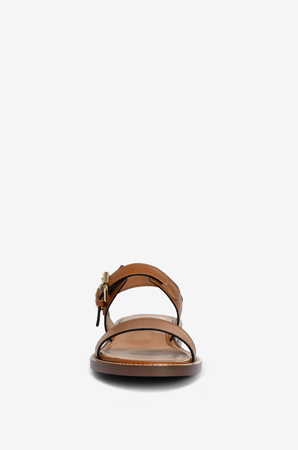 BONGENIE Flache Glattledersandalen Qi Damen HELLBRAUN 2