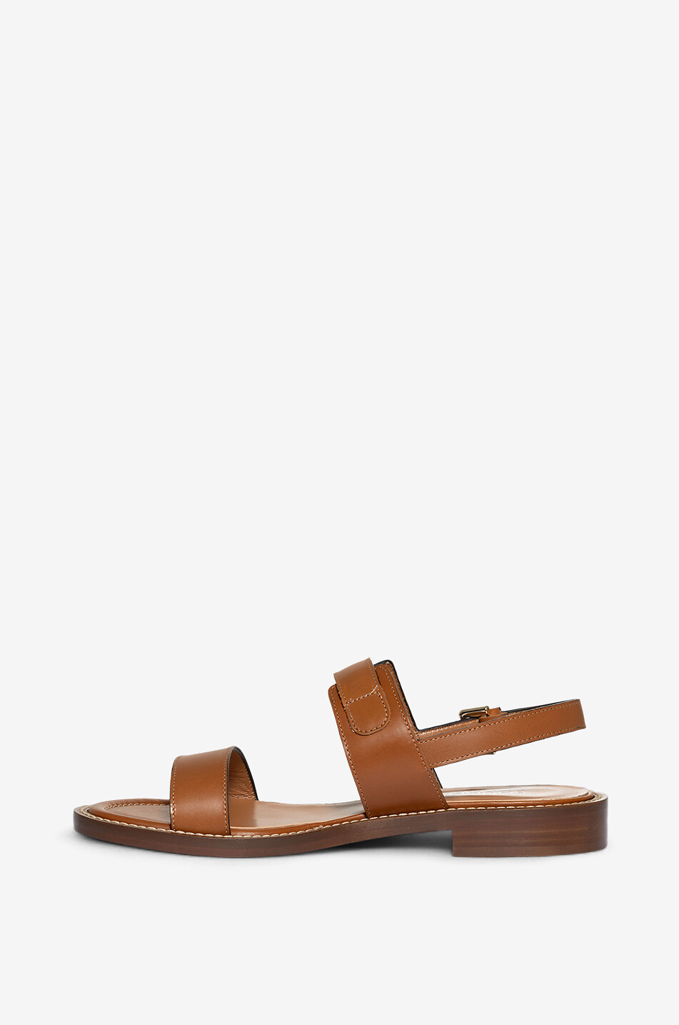 BONGENIE Flache Glattledersandalen Qi Damen HELLBRAUN 3