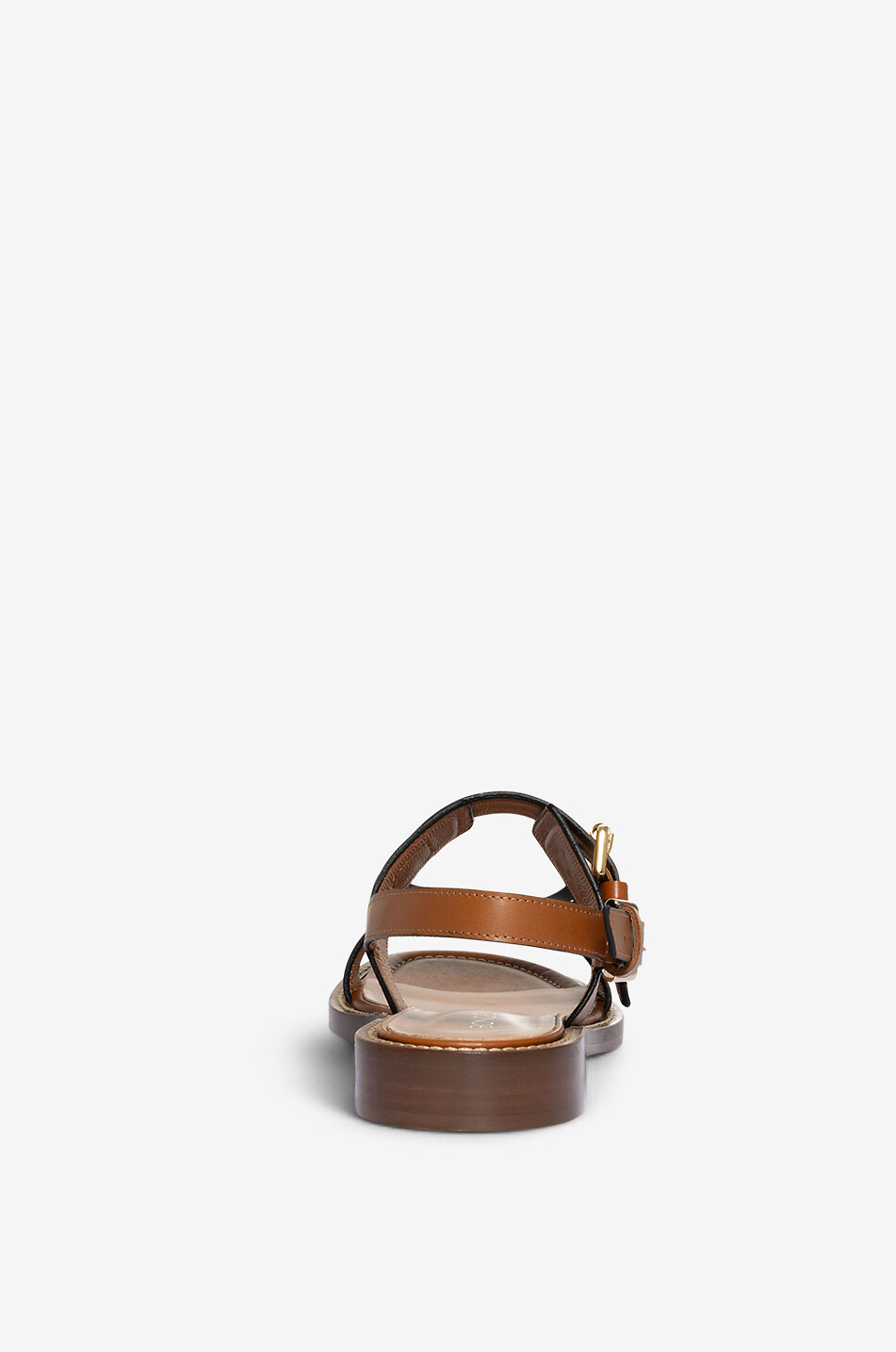 BONGENIE Flache Glattledersandalen Qi Damen HELLBRAUN 4
