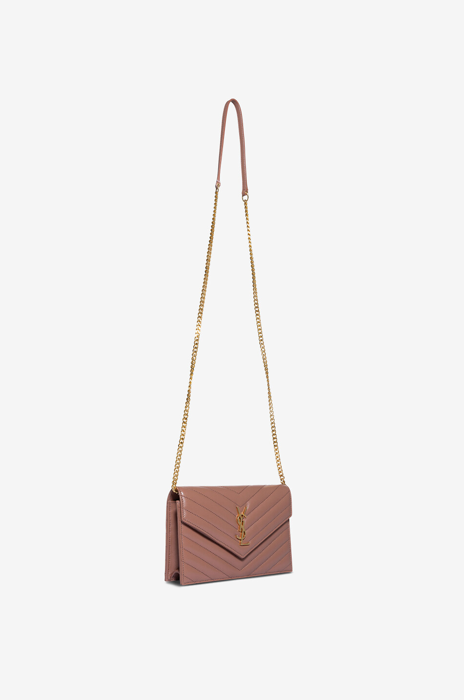 SAINT LAURENT PARIS Cassandre Envelope quilted nappa leather chain wallet Women PINK 2
