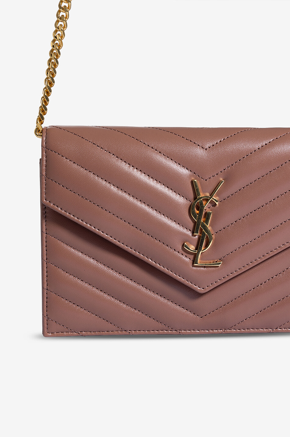 SAINT LAURENT PARIS Cassandre Envelope quilted nappa leather chain wallet Women PINK 5