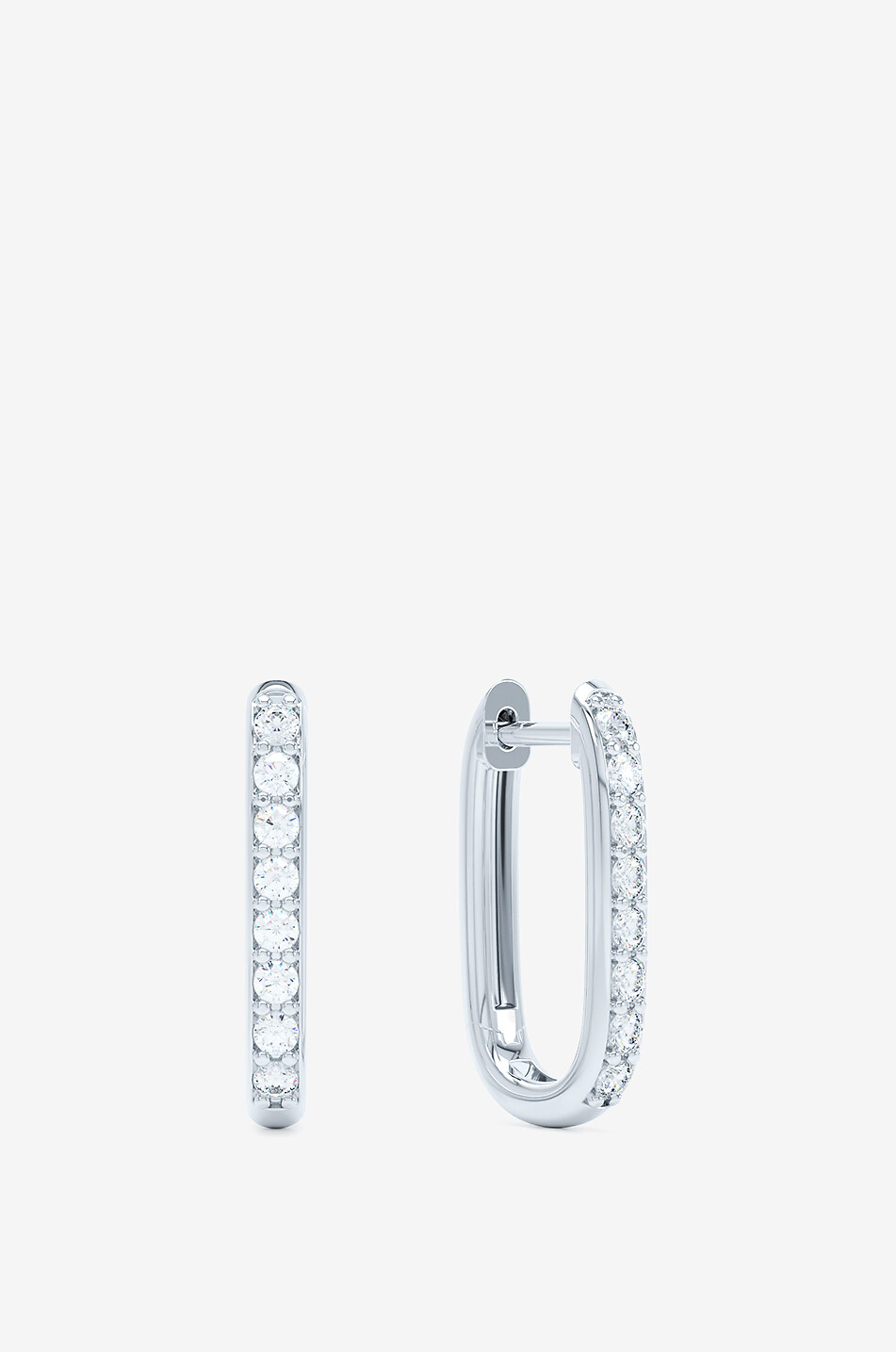 Mini créoles ovales en or blanc et diamants Allday Huggies
