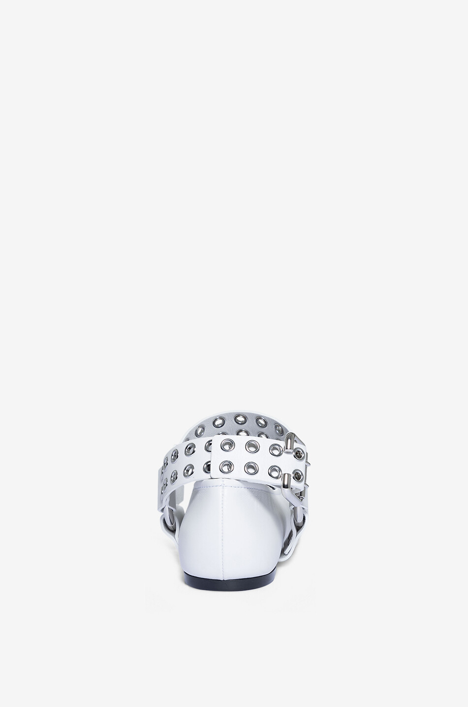 ALAÏA Ballerines en cuir lisse à bride et oeillets Biker Femme BLANC 4