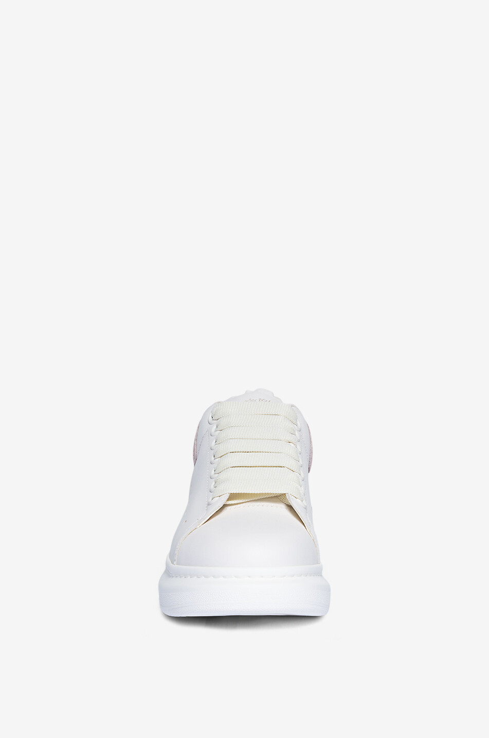 Oversize smooth and crackeled leather low-top sneakers