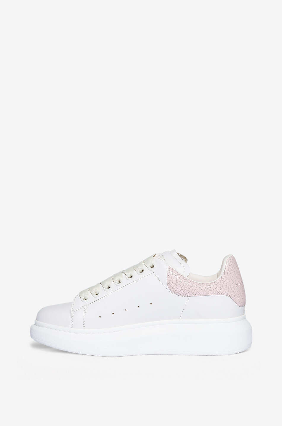 ALEXANDER McQUEEN Niedrige Sneakers aus Glattleder und rissigem Leder Oversize Damen WEISS 3