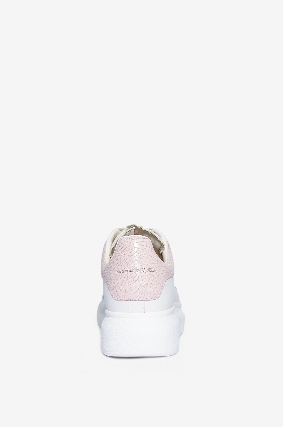 ALEXANDER McQUEEN Niedrige Sneakers aus Glattleder und rissigem Leder Oversize Damen WEISS 4