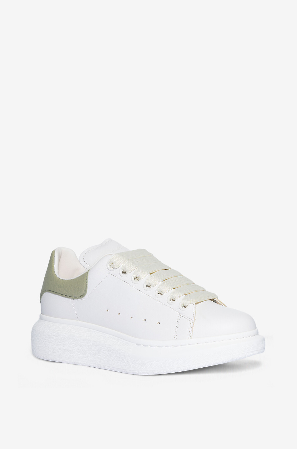 ALEXANDER McQUEEN Baskets basses en cuir lisse et grainé Oversize Candid Femme BLANC 1