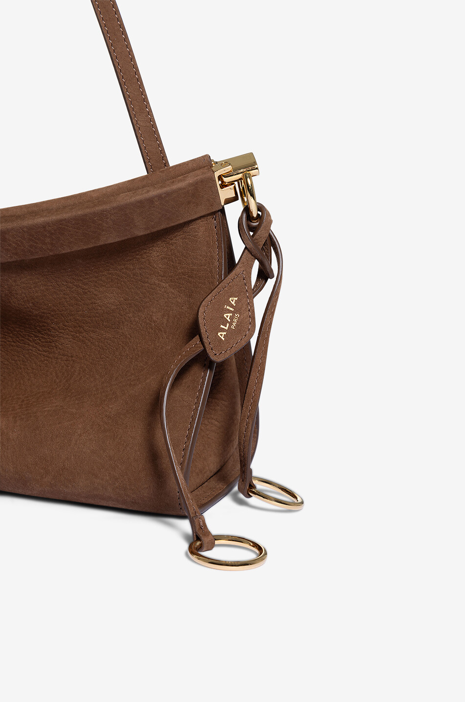 ALAÏA Schultertasche aus Nubukleder Le Click East West Medium Damen BRAUN 5