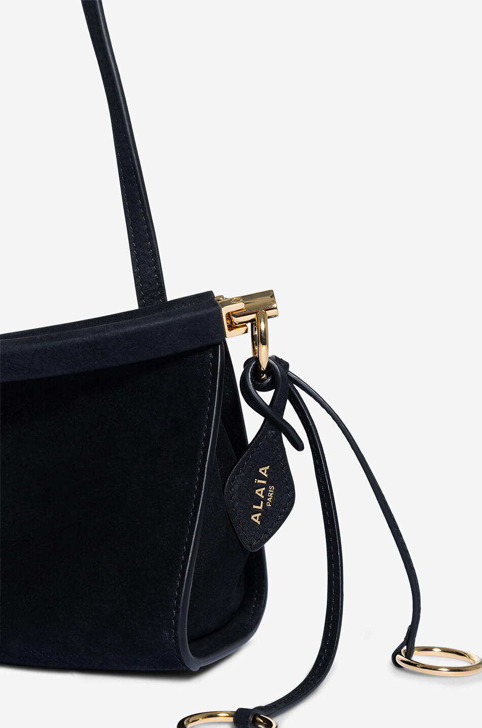 ALAÏA Le Click East West Small nubuck leather shoulder bag Women BLACK 5