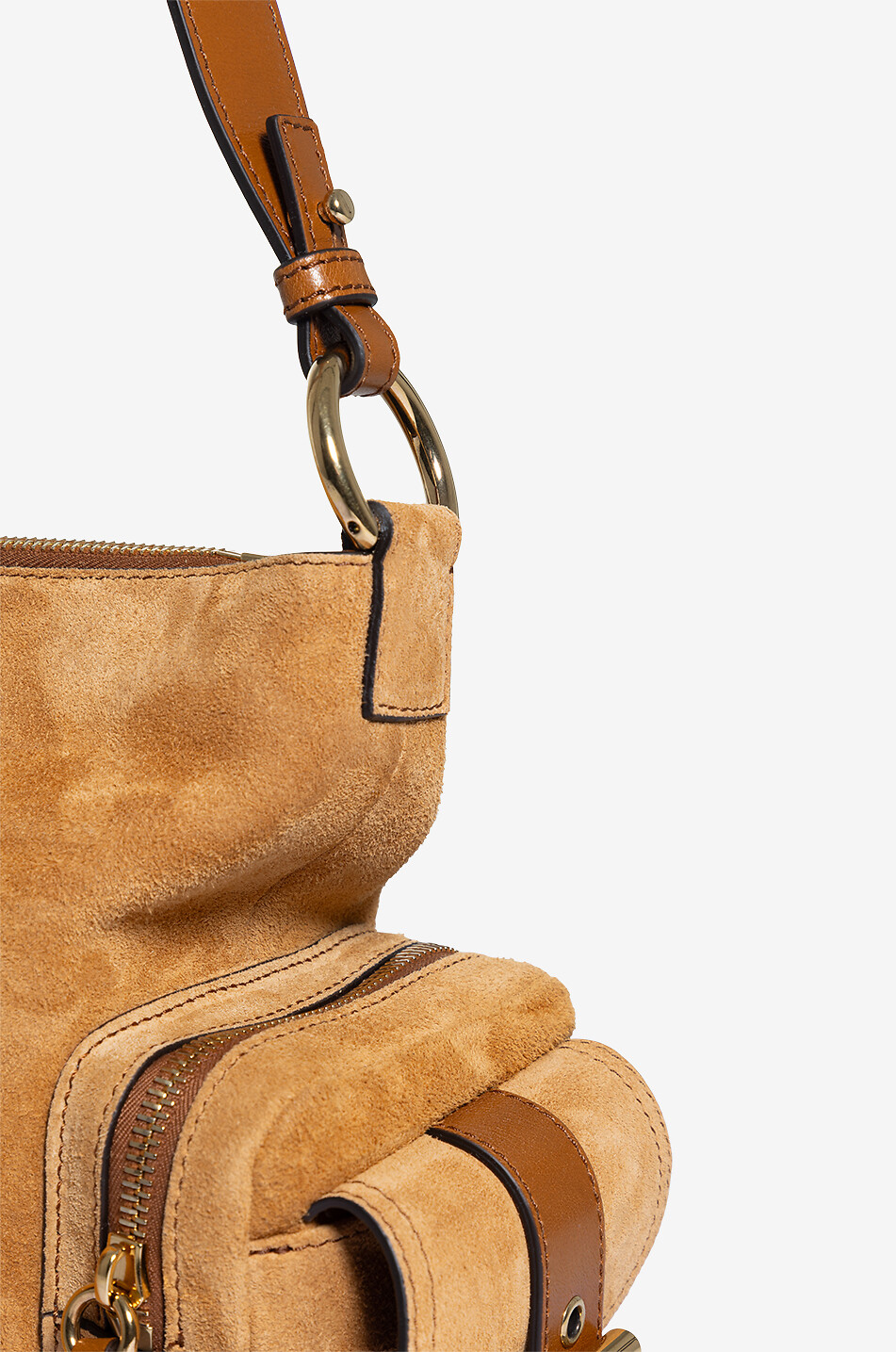 Schultertasche aus Wildleder Camera
