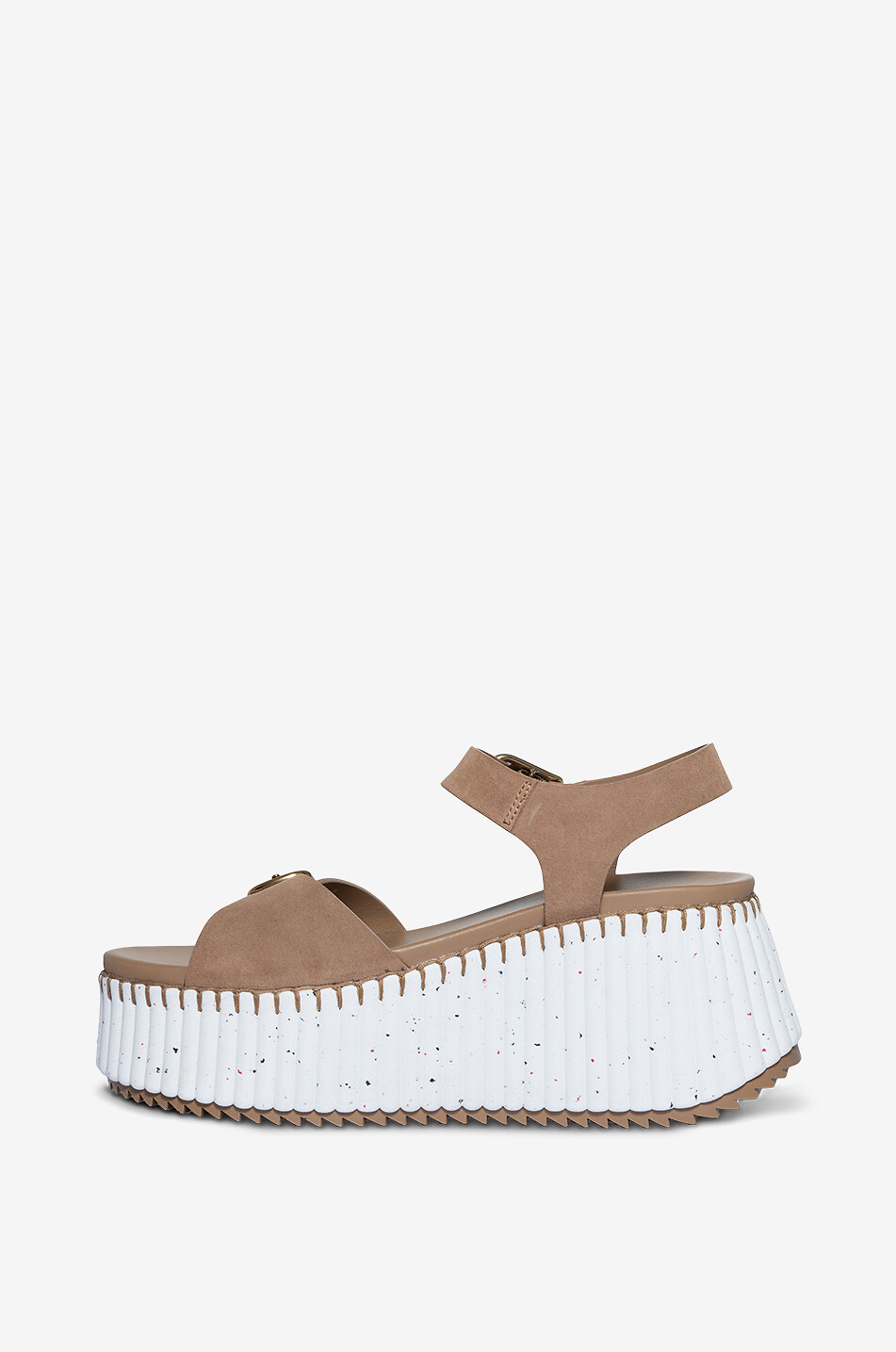 CHLOE Nama 45 suede wedge sandals Women [akeneo-beigefonce] 3