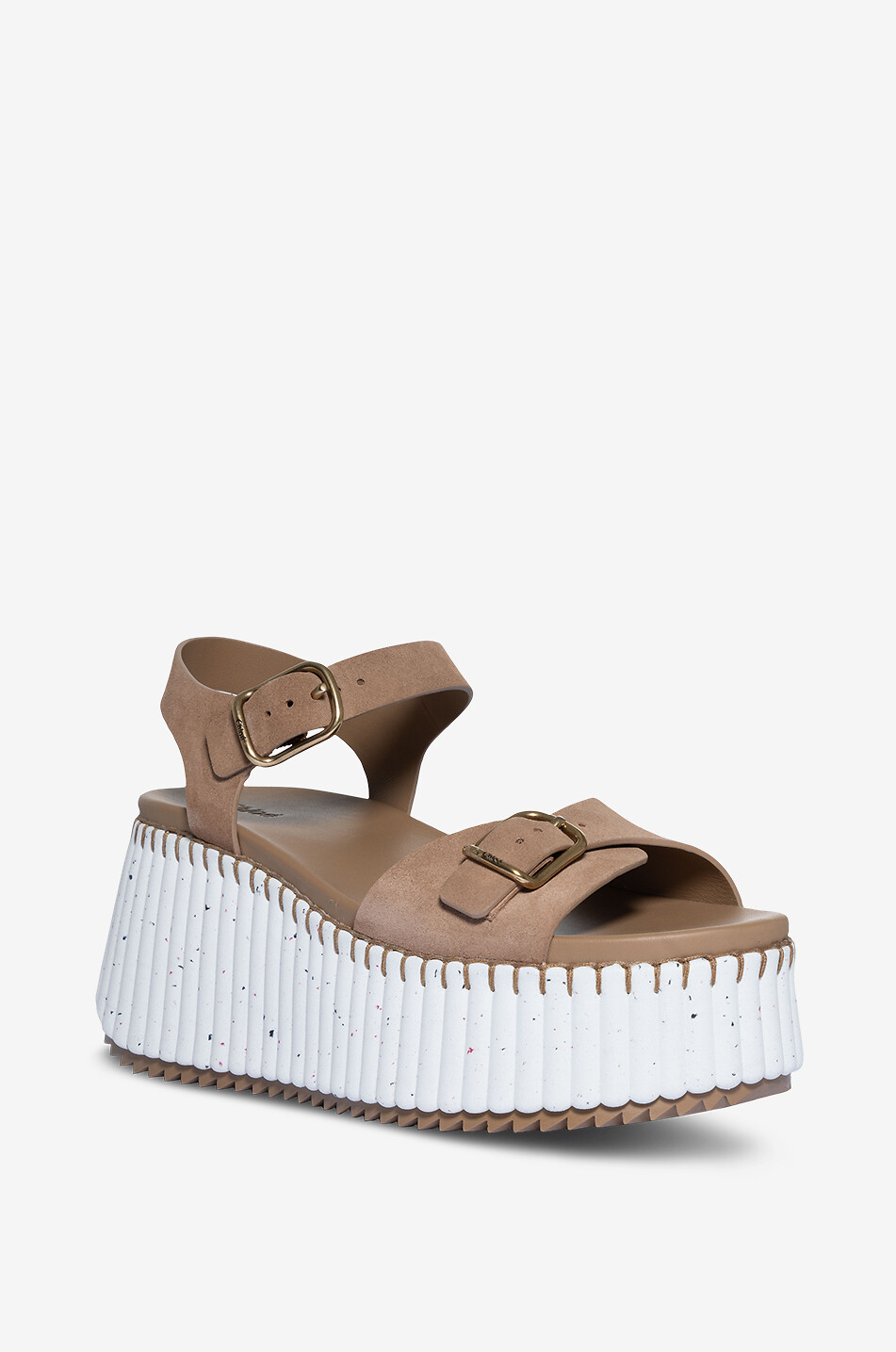 CHLOE Nama 45 suede wedge sandals Women [akeneo-beigefonce] 1