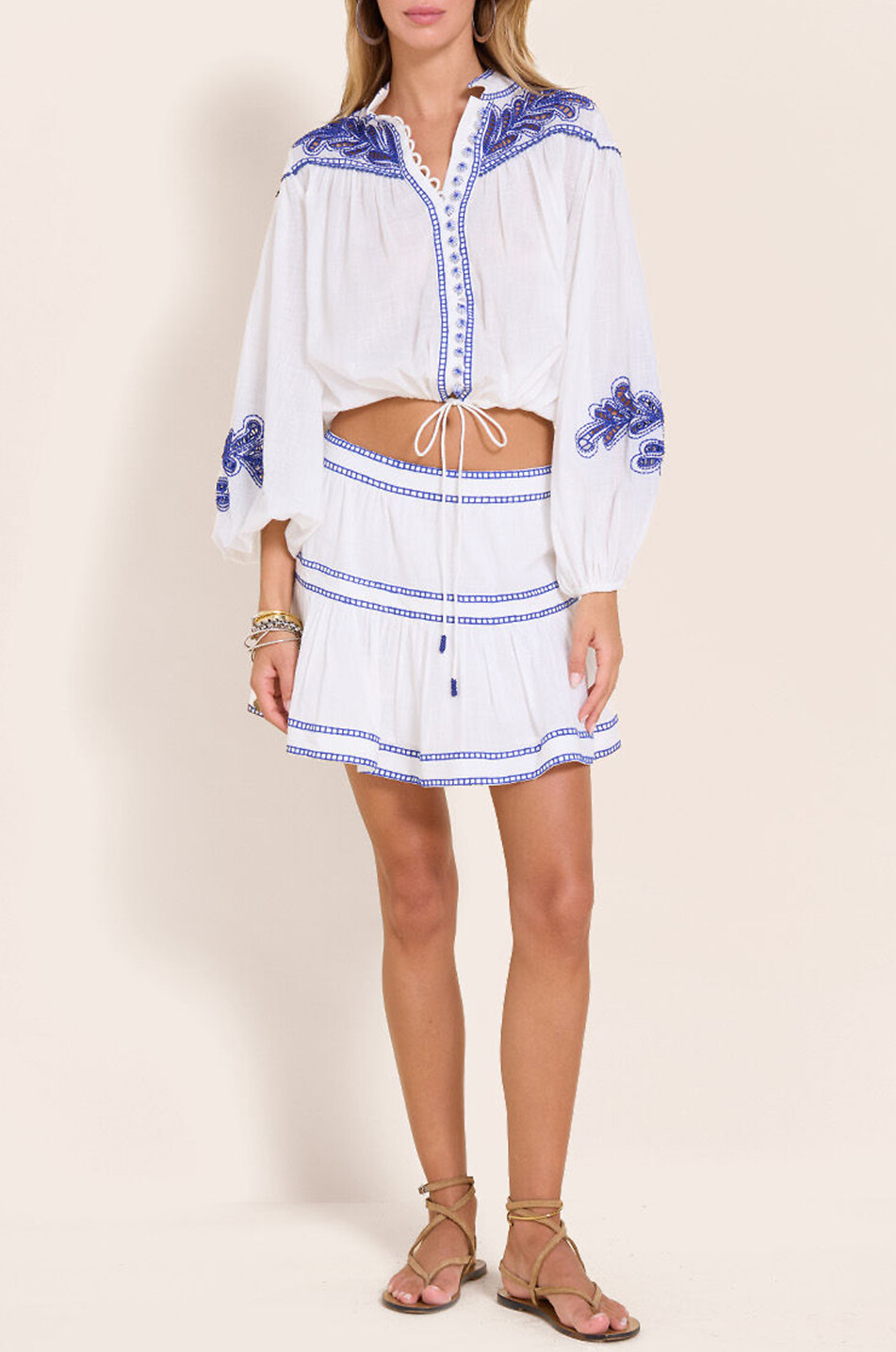 SCARLETT POPPIES Zilleno cropped top with openwork embroideries Women WHITE 3