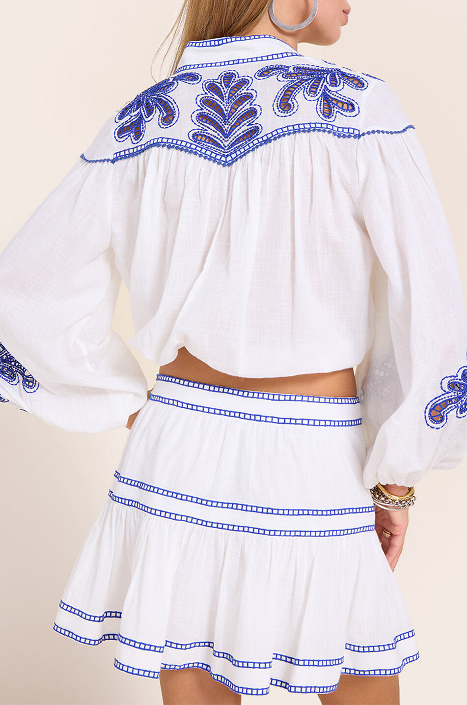 SCARLETT POPPIES Zilleno cropped top with openwork embroideries Women WHITE 4