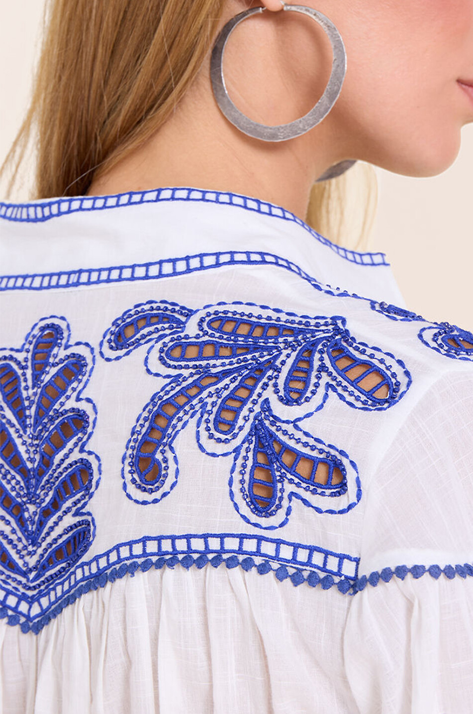 SCARLETT POPPIES Zilleno cropped top with openwork embroideries Women WHITE 8