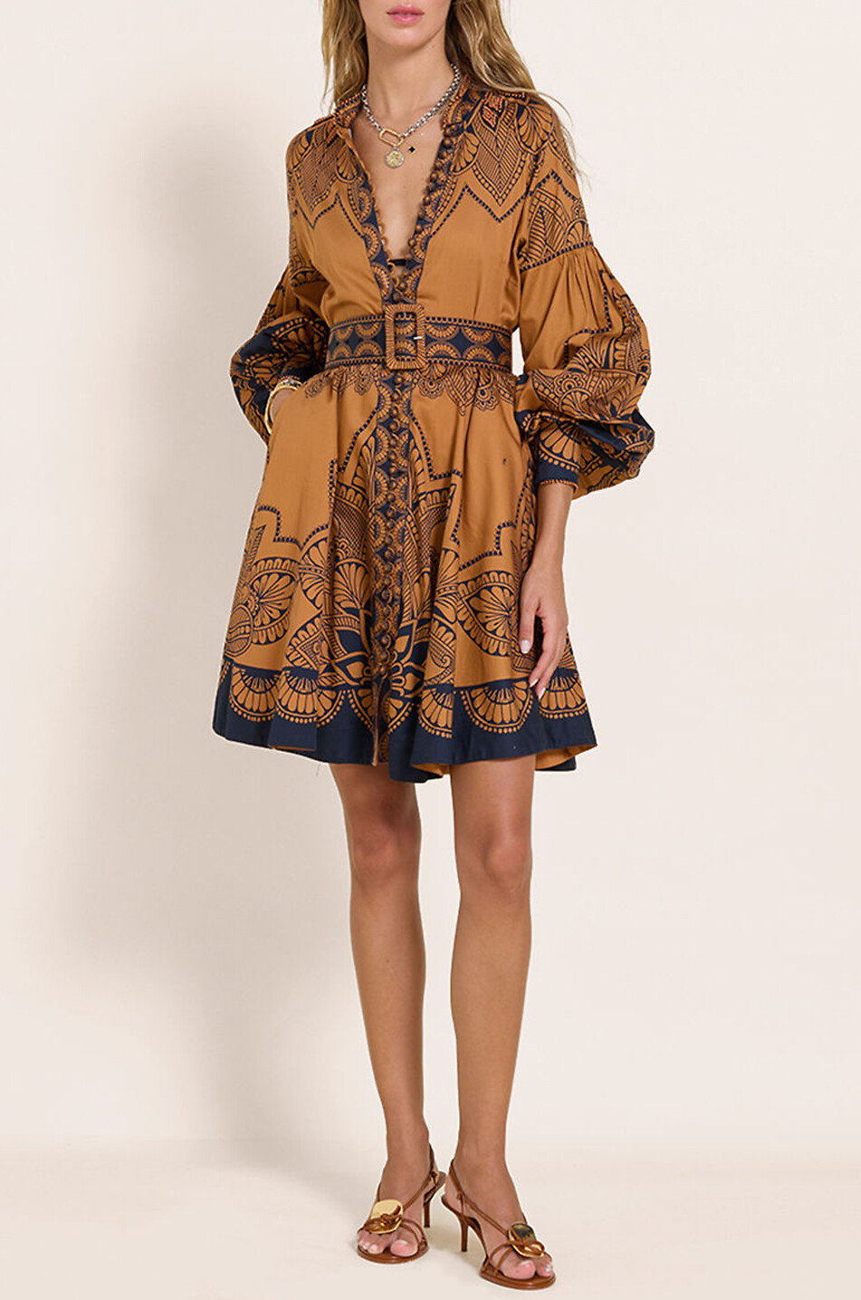 zimmermann golden buttoned mini dress Zimmermann Illuminate Buttoned Mini Dress
