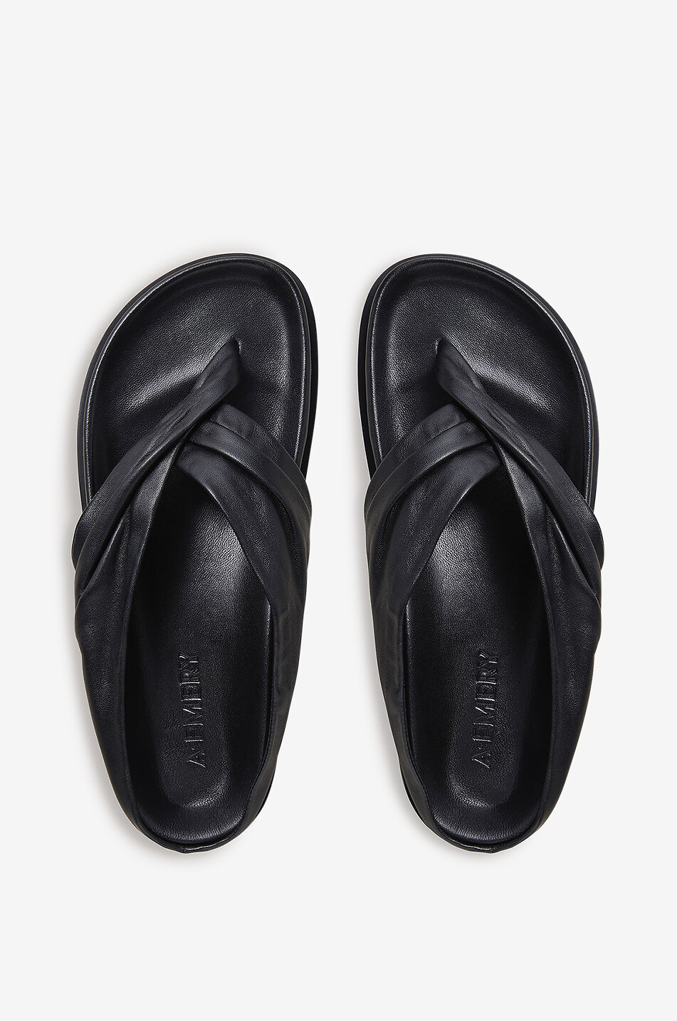 A.EMERY Tongs en cuir The Shaw Femme NOIR 4