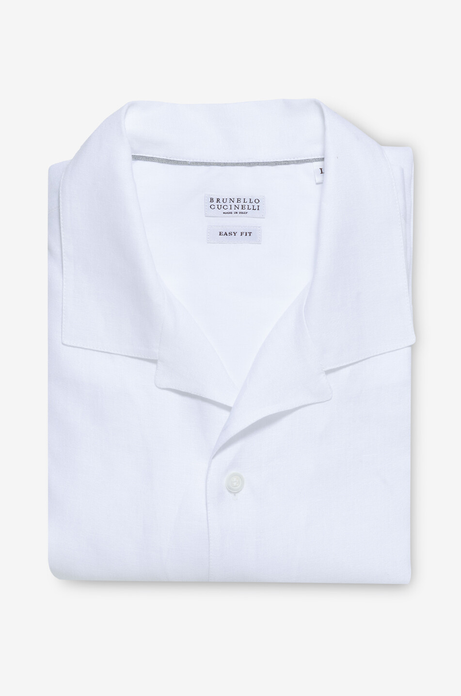 BRUNELLO CUCINELLI Easy Fit short-sleeved linen shirt with Cuban collar Men WHITE 1