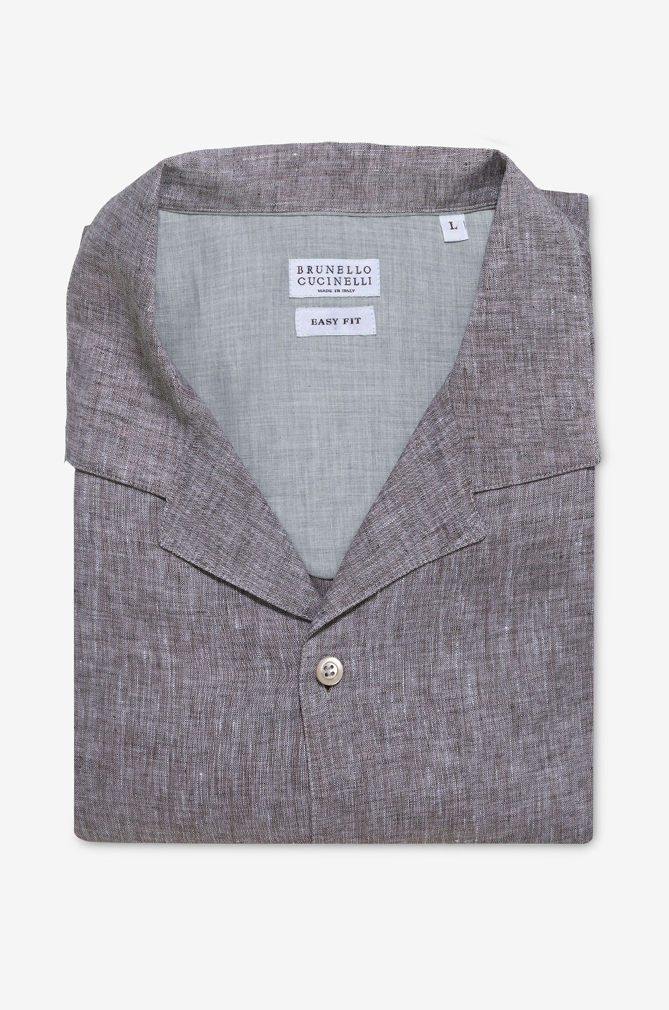 Kurzarm-Leinenhemd mit kubanischem Kragen Easy Fit