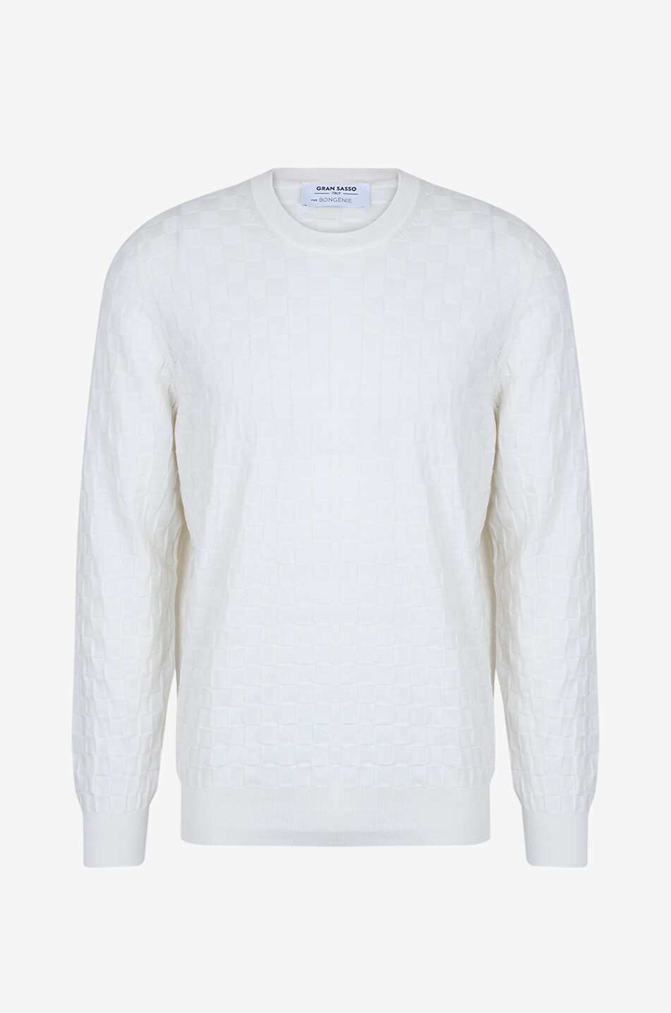 GRAN SASSO Rundhalspullover aus Baumwolle mit Schachbrettmuster Herren WEISS 1