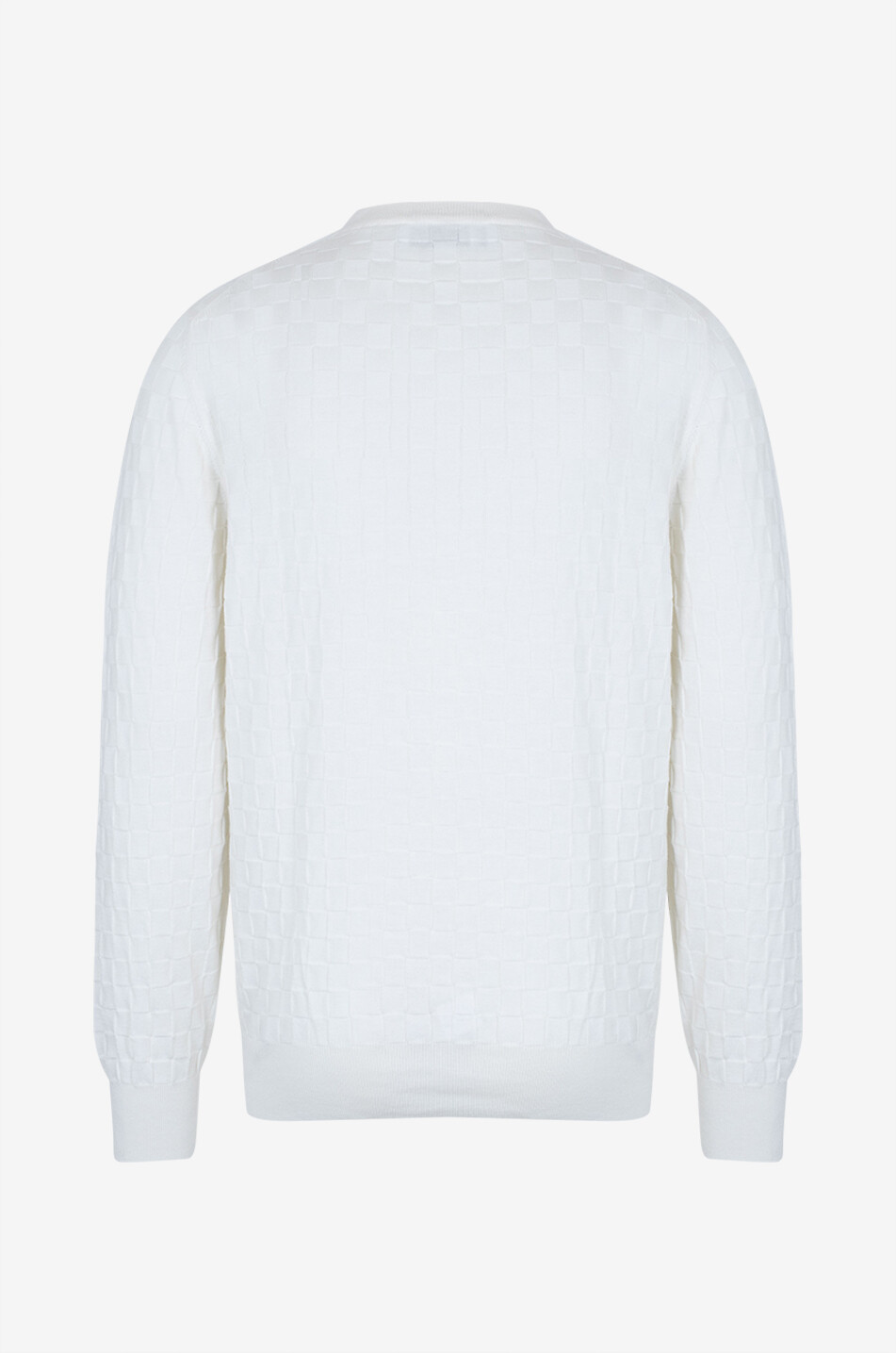 Rundhalspullover aus Baumwolle mit Schachbrettmuster