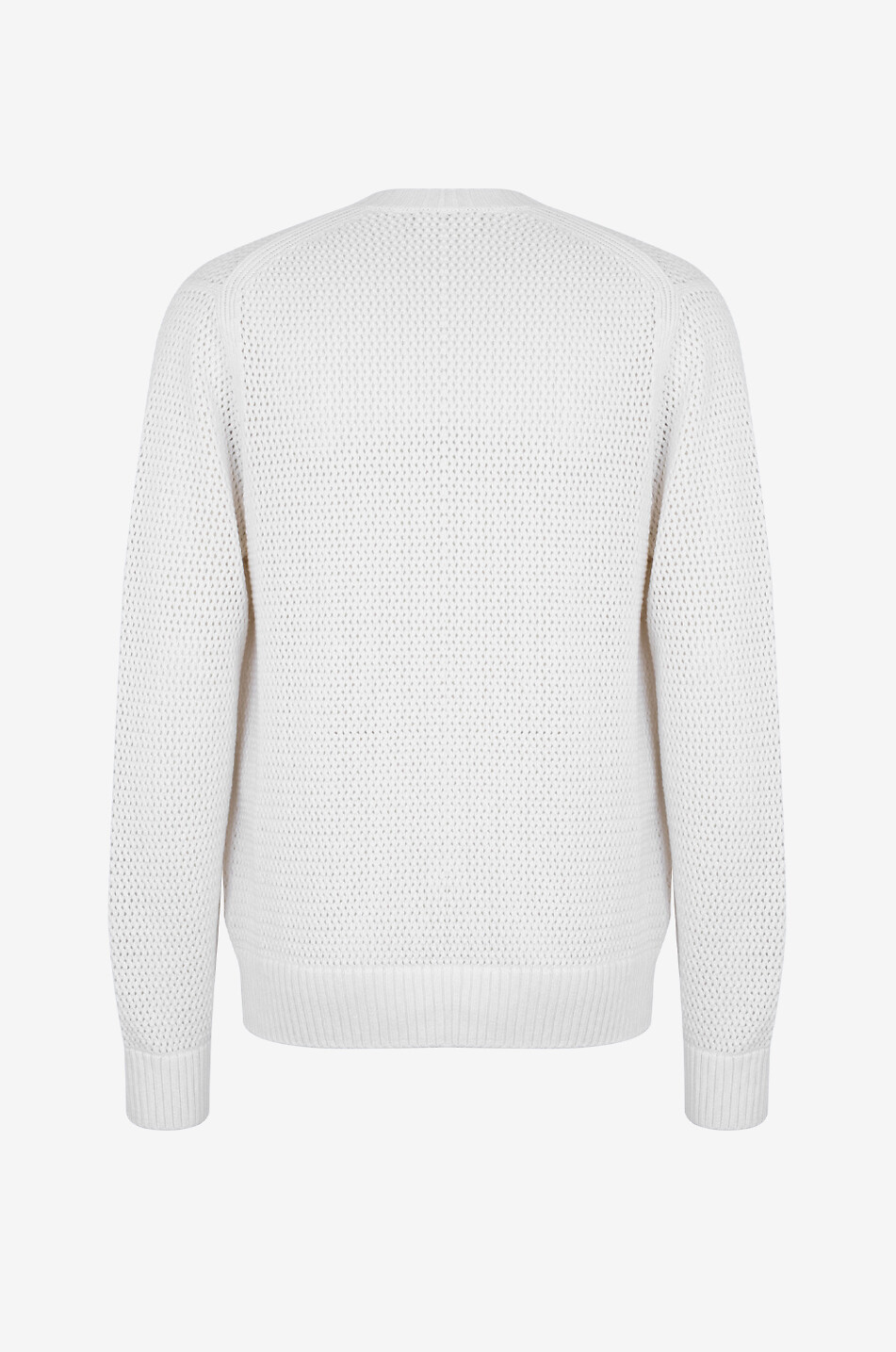 VINCE Pull à col rond en coton et cachemire Mesh Stitch Homme BLANC CASSE 2