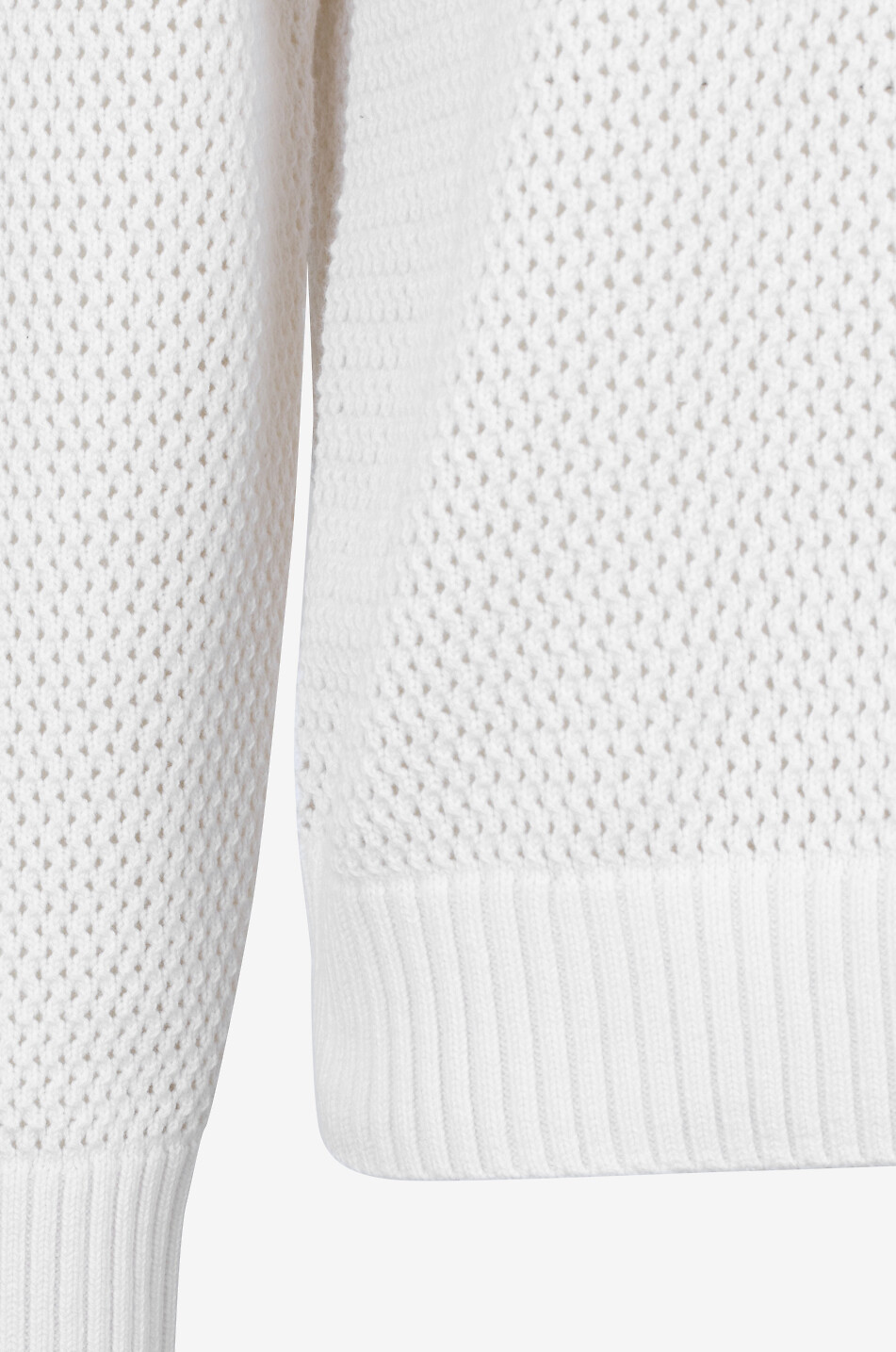 VINCE Pull à col rond en coton et cachemire Mesh Stitch Homme BLANC CASSE 3