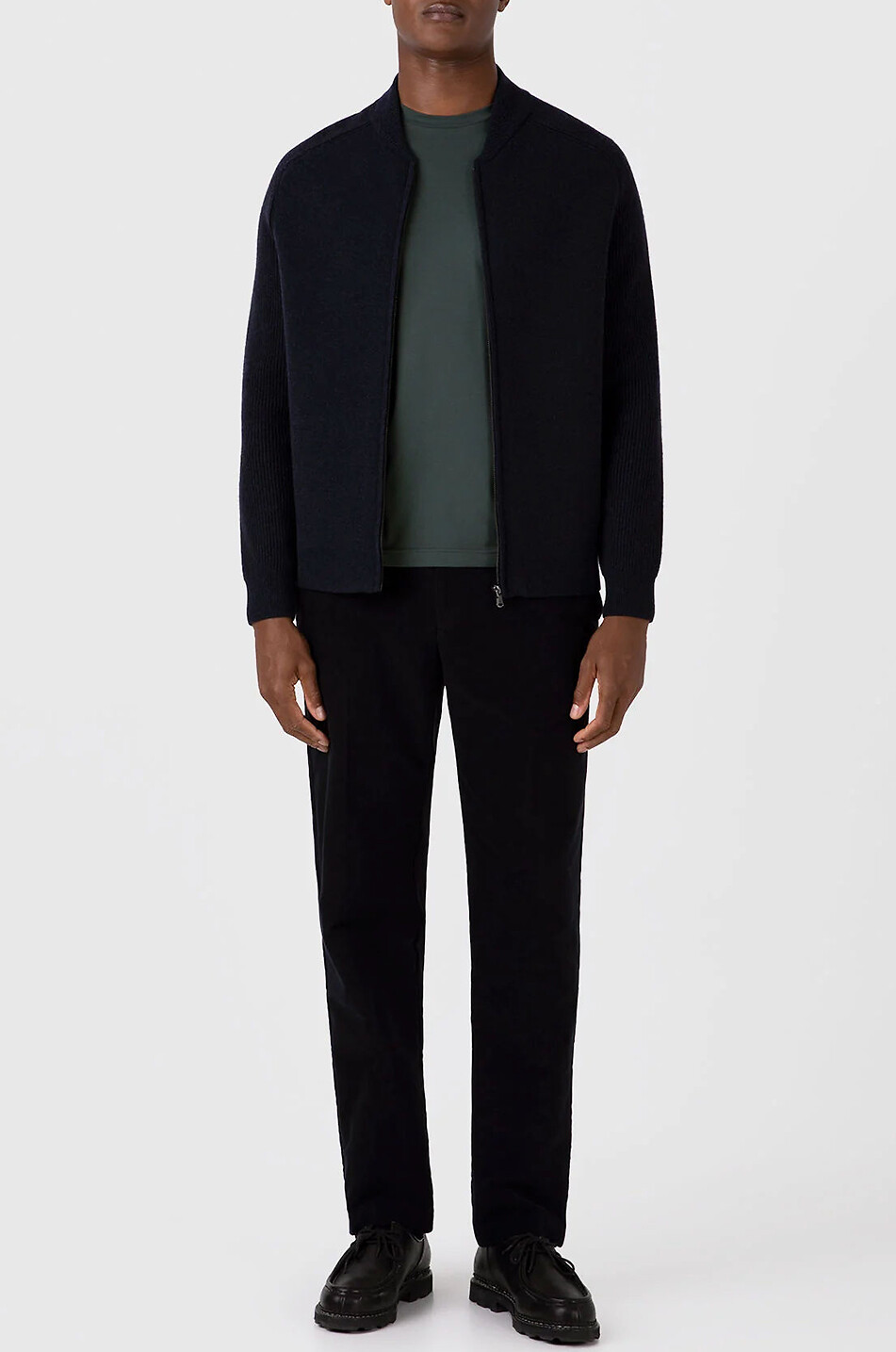 SUNSPEL Double-breasted knit bomber jacket Men DARK BLUE 5
