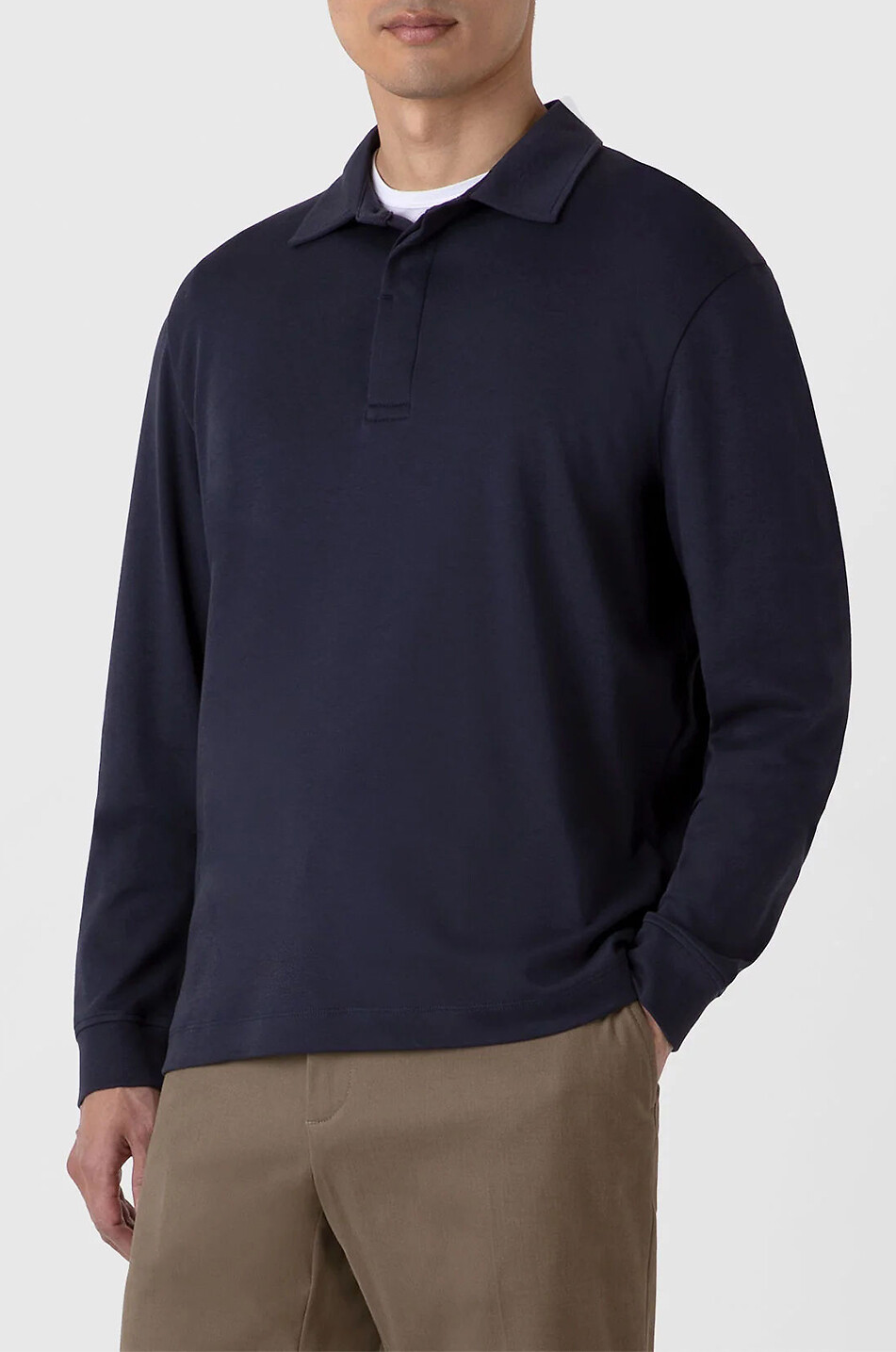 SUNSPEL Polohemd aus gebürstetem Jersey Heavyweight Rugby Herren DUNKELBLAU 3