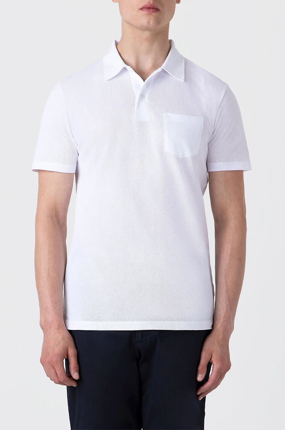 SUNSPEL Riviera Supima cotton piqué slim fit polo shirt Men WHITE 4