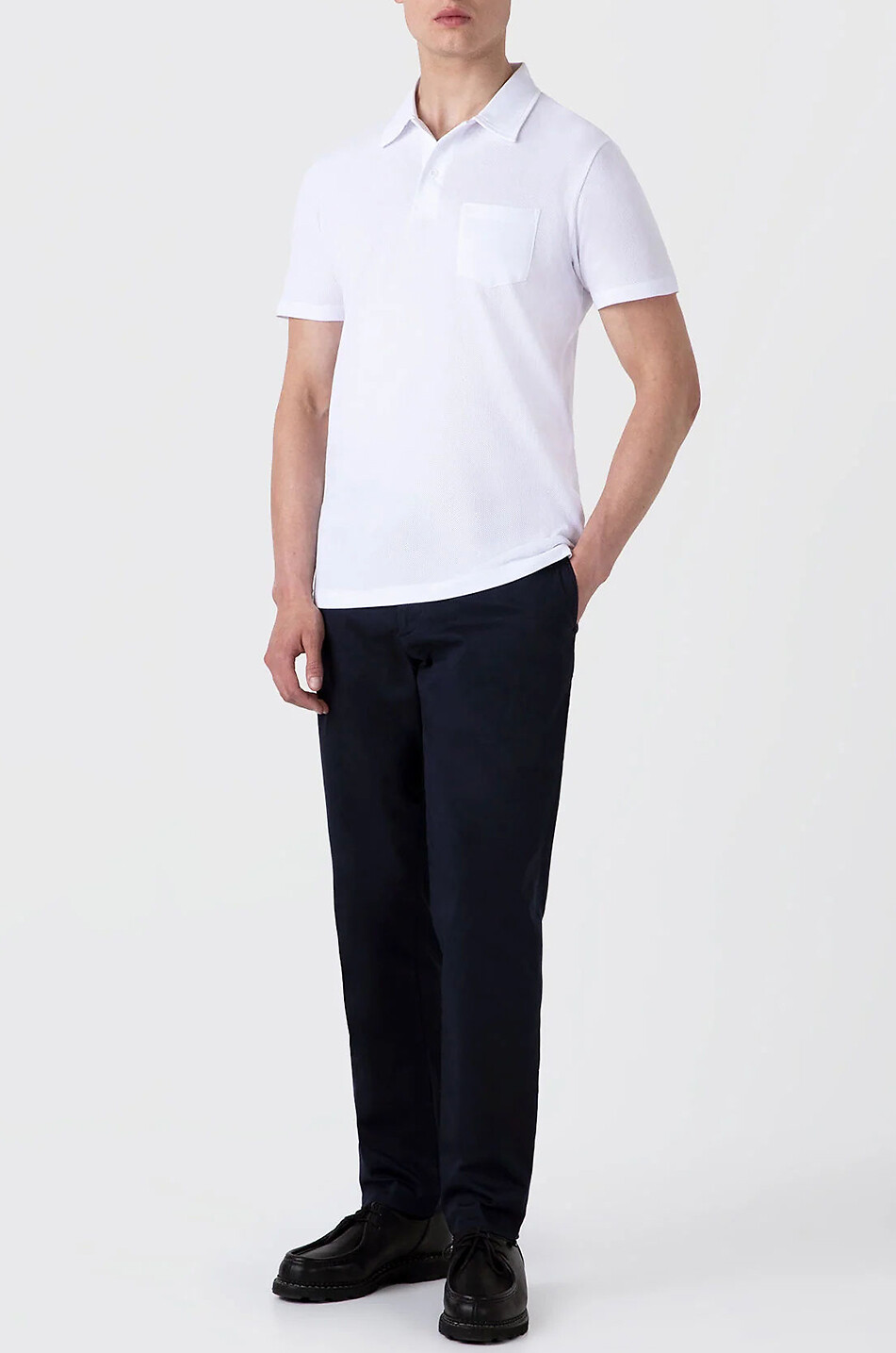 SUNSPEL Riviera Supima cotton piqué slim fit polo shirt Men WHITE 6