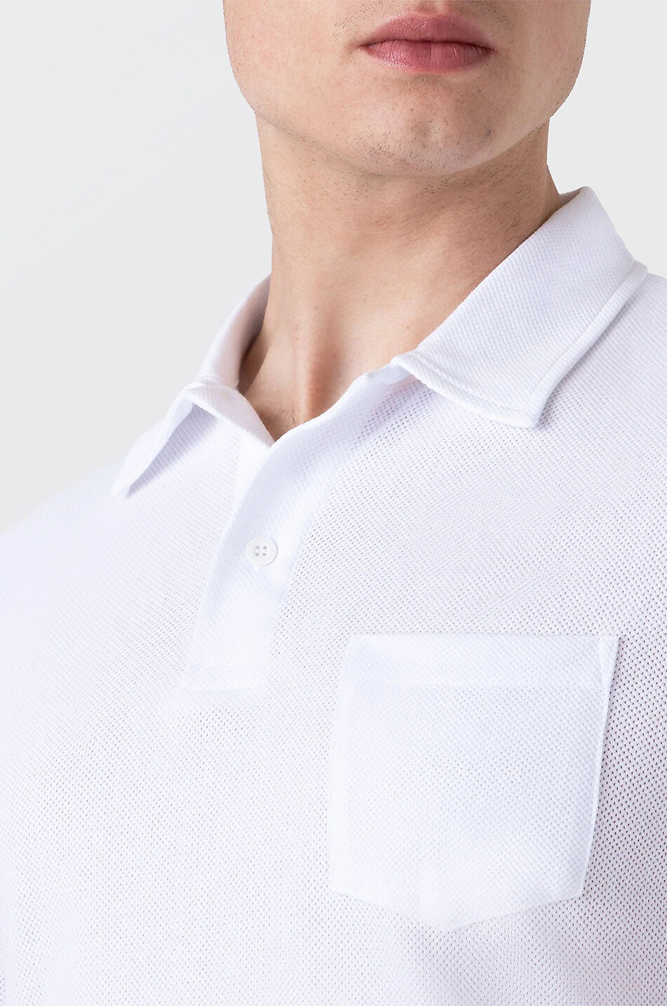 SUNSPEL Riviera Supima cotton piqué slim fit polo shirt Men WHITE 3