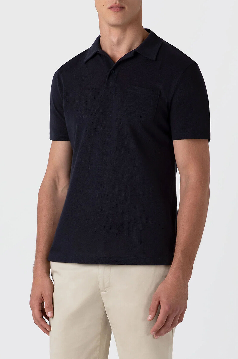 SUNSPEL Riviera Supima cotton piqué slim fit polo shirt Men DARK BLUE 3