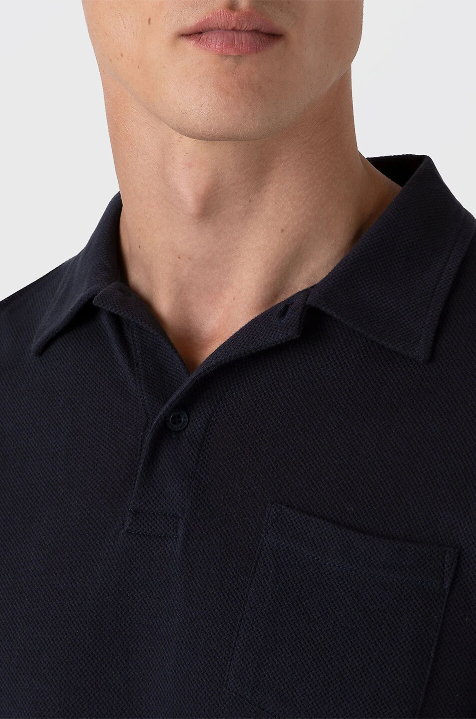 SUNSPEL Riviera Supima cotton piqué slim fit polo shirt Men DARK BLUE 6