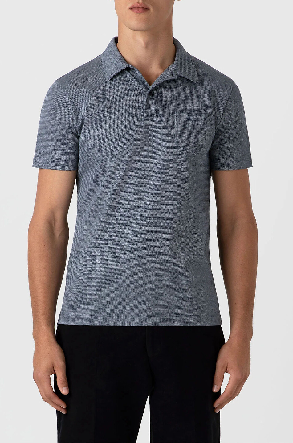 SUNSPEL Riviera Supima cotton piqué slim fit polo shirt Men DARK BLUE 3