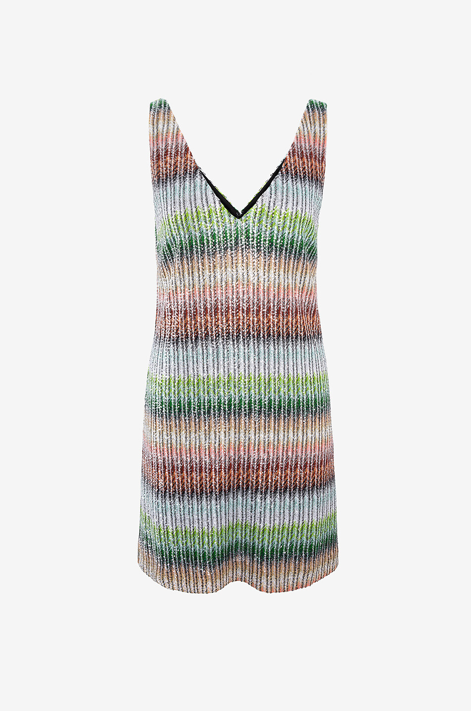 Short sparkling rib knit striped dress