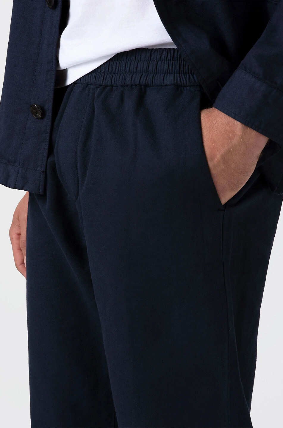 SUNSPEL Cotton drawstring trousers Men DARK BLUE 7