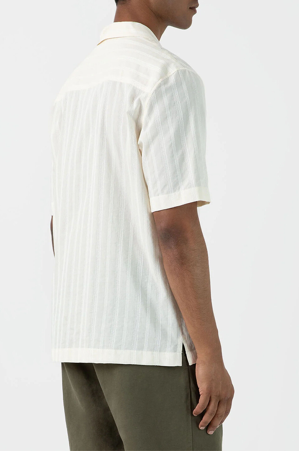 SUNSPEL Kurzarm-Hemd aus gestreiftem Jacquard Herren CREMEFARBEN 3