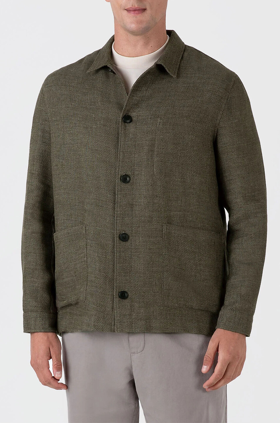 SUNSPEL Short linen and cotton lightweight jacket Men MEDIUM GREEN 2