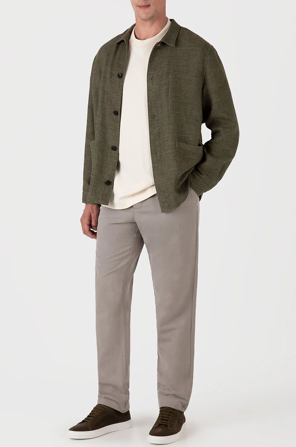 SUNSPEL Short linen and cotton lightweight jacket Men MEDIUM GREEN 4