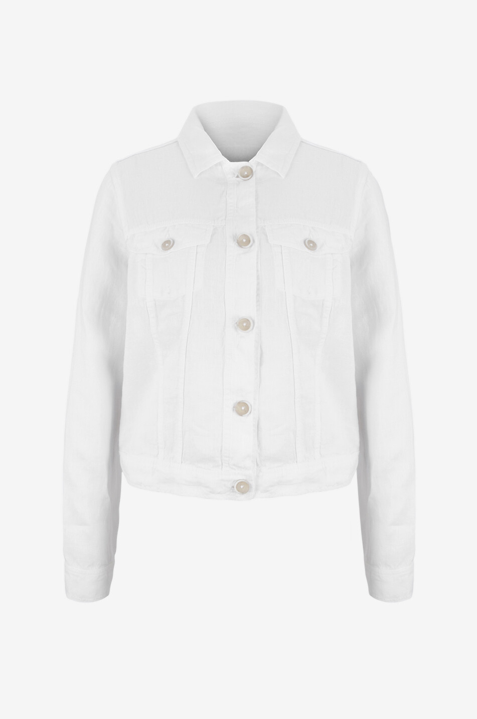 120% LINO Veste courte en lin esprit blouson en denim Femme BLANC 1