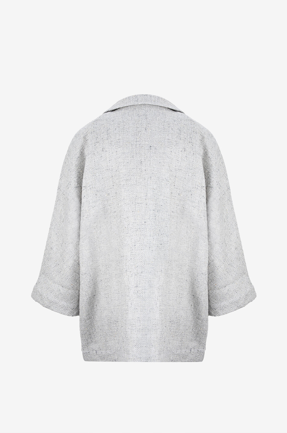 19 ANDREA'S 47 Manteau oversize léger ouvert en lin et soie French Rever Femme GRIS 2