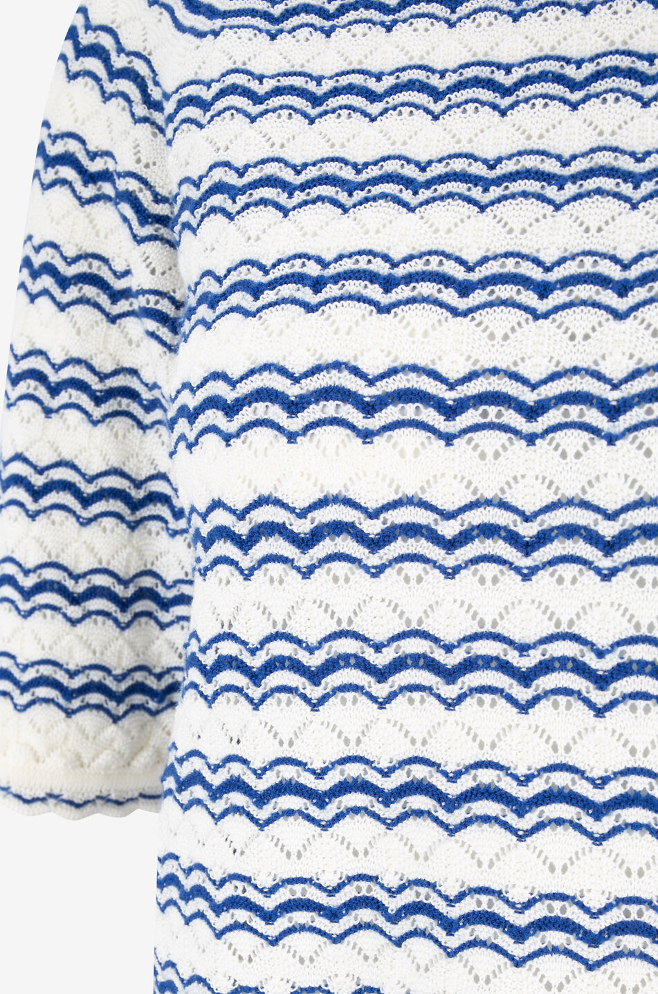 MOLLI Pull à col rond en laine vierge et coton rayé Confetti Femme BLEU 3