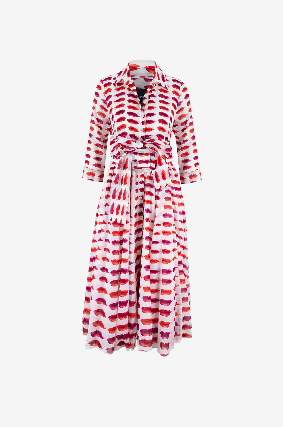 SAMANTHA SUNG Aster kiss print cotton midi dress Women PINK 1
