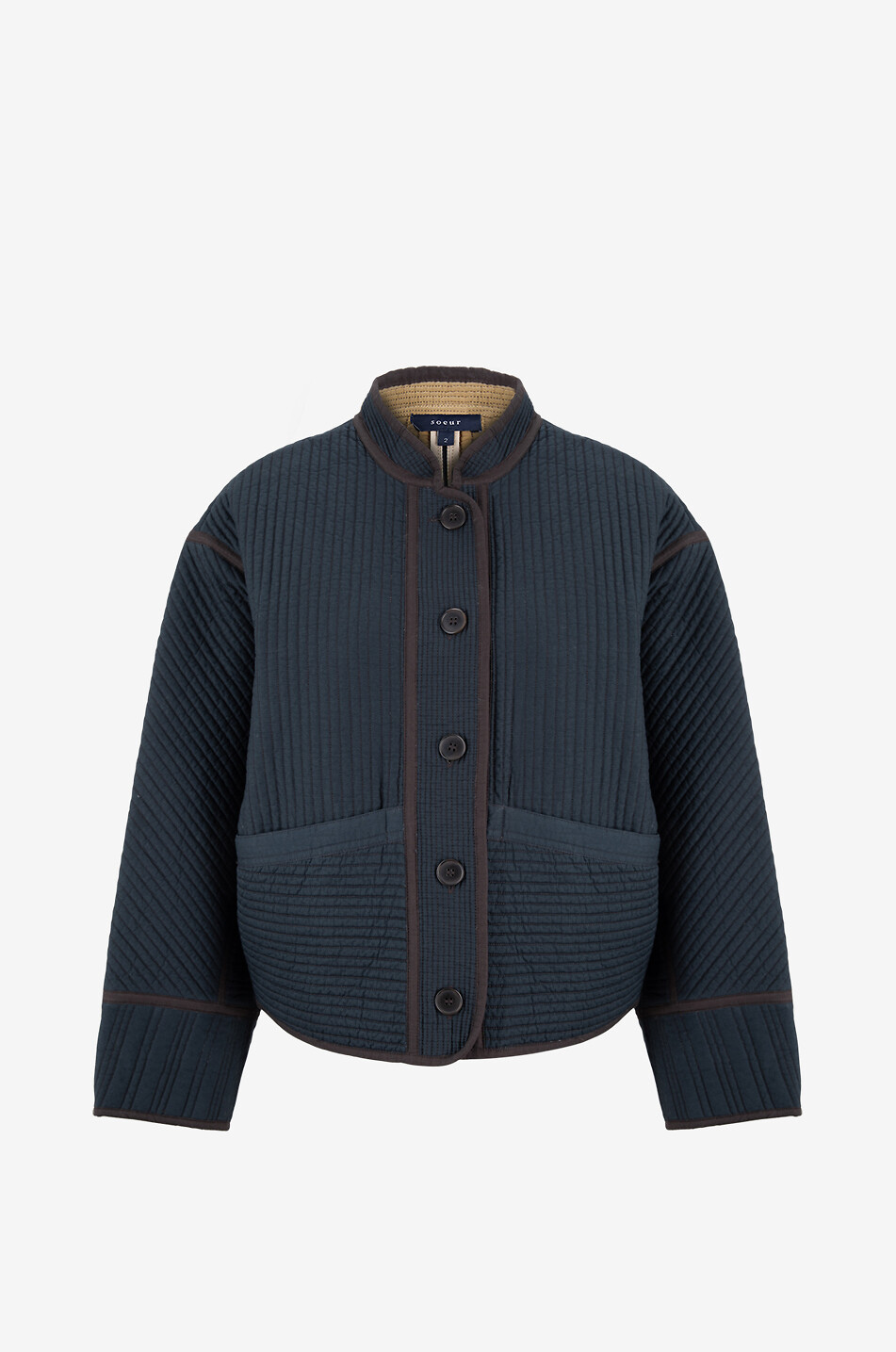 SOEUR Veste matelassée en coton Patchouli Femme BLEU FONCE 1