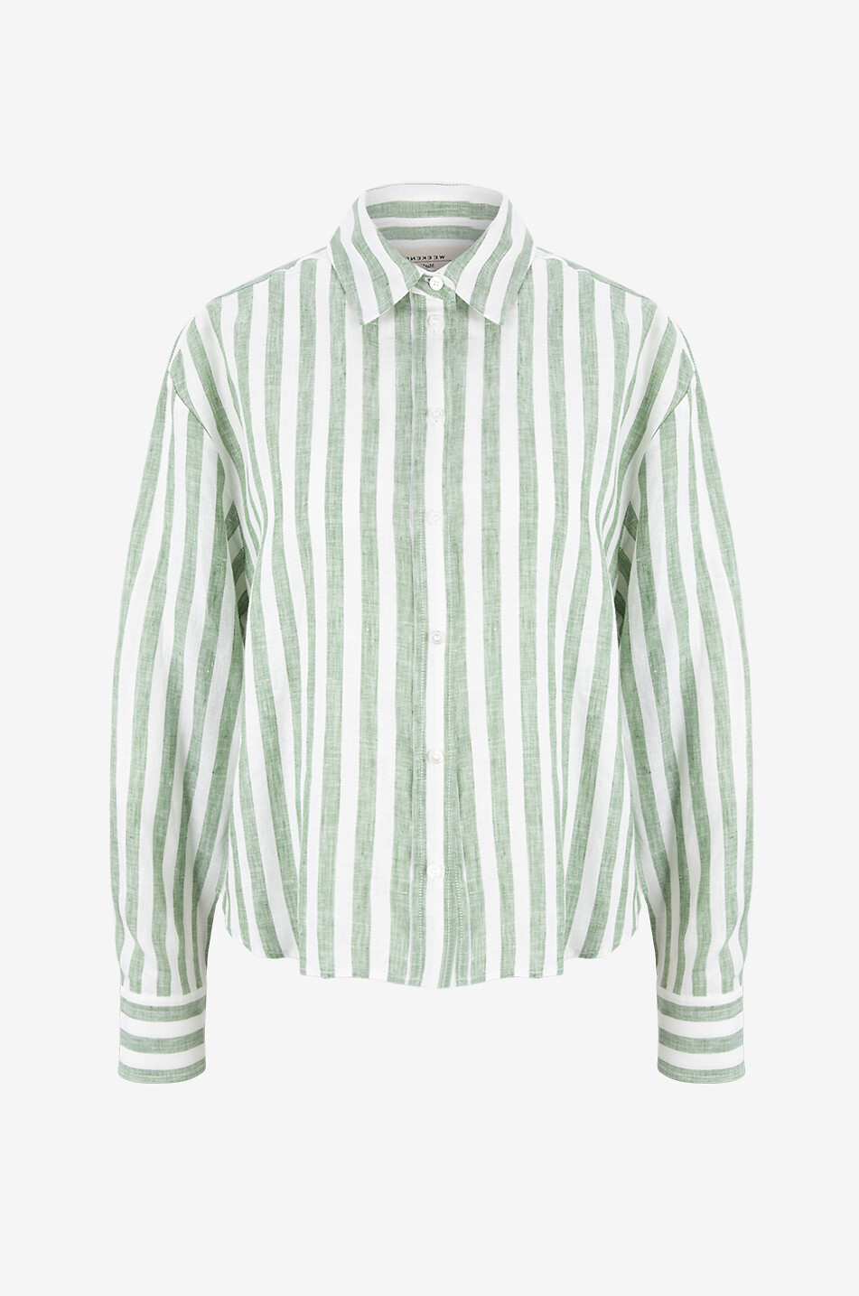 WEEKEND MAX MARA Nolana striped linen long-sleeved shirt Women GREEN 1