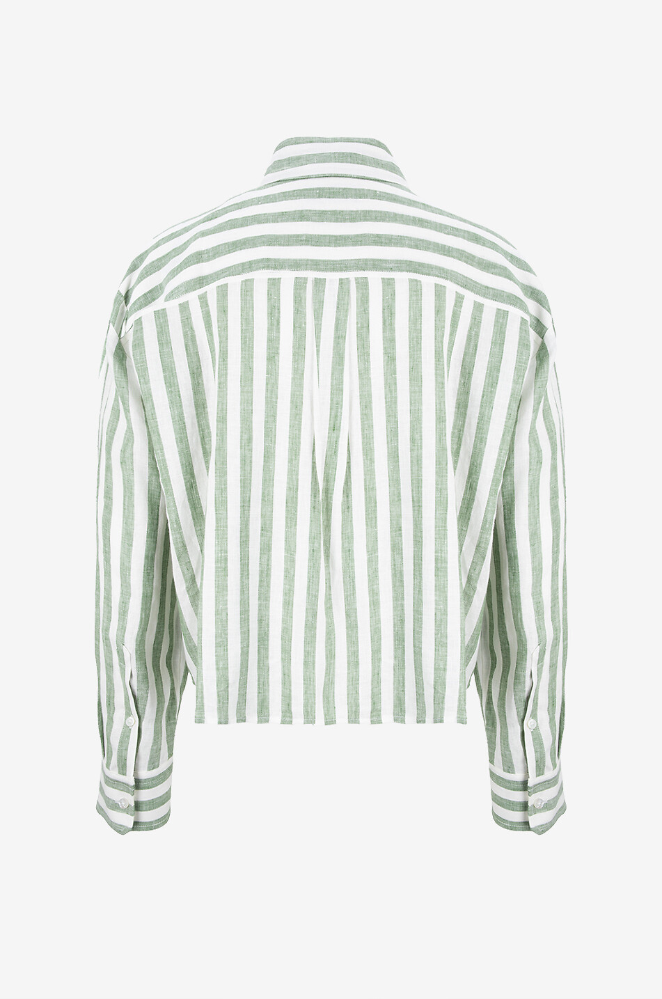 WEEKEND MAX MARA Nolana striped linen long-sleeved shirt Women GREEN 2
