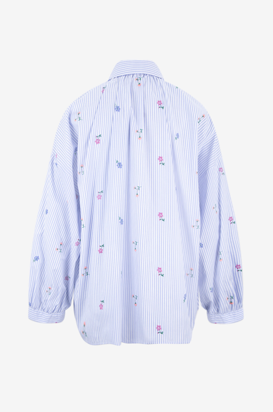 WEEKEND MAX MARA Gilly striped flower embroidered gathered linen shirt Women LIGHT BLUE 2