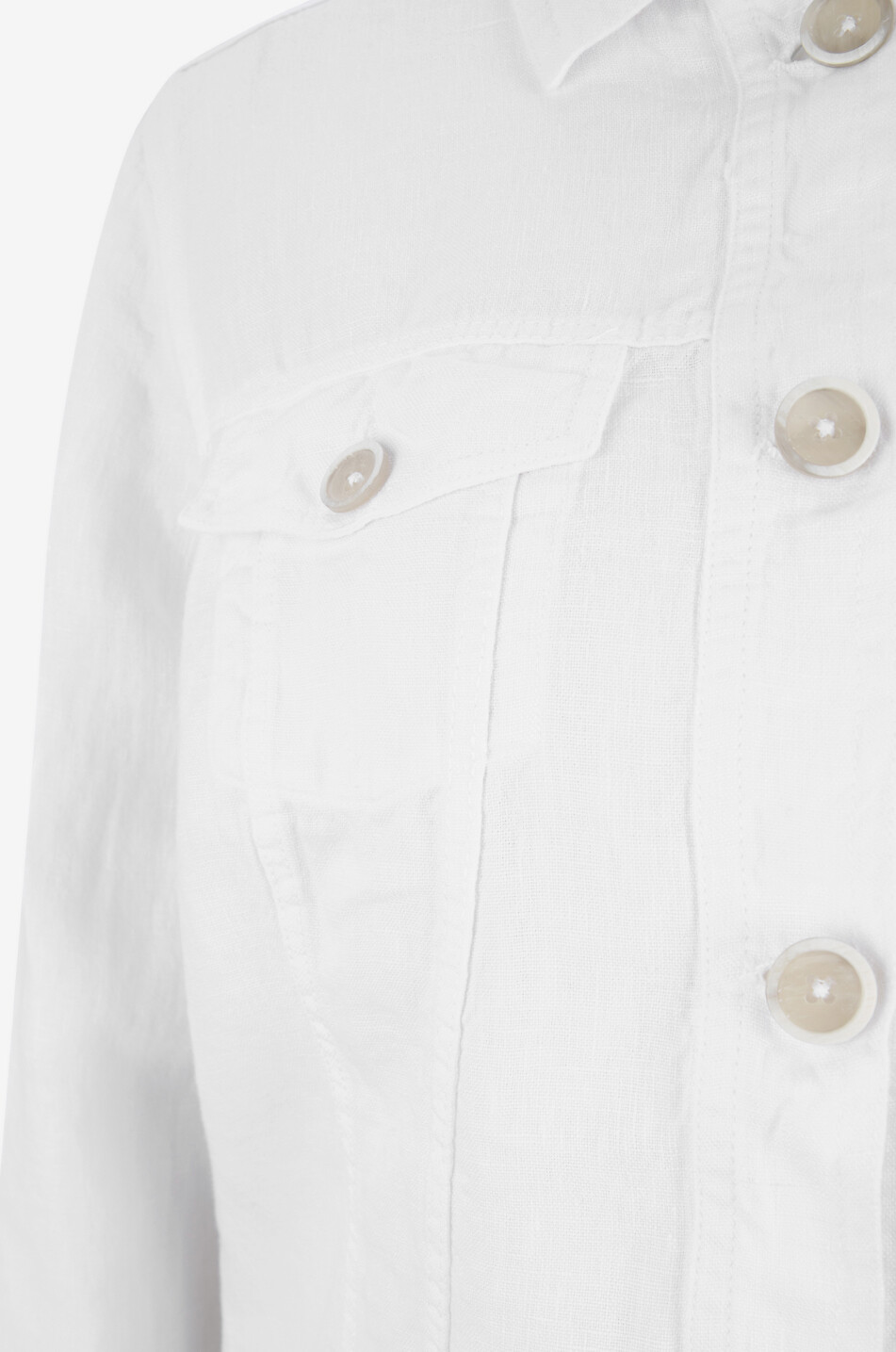 120% LINO Veste courte en lin esprit blouson en denim Femme BLANC 3