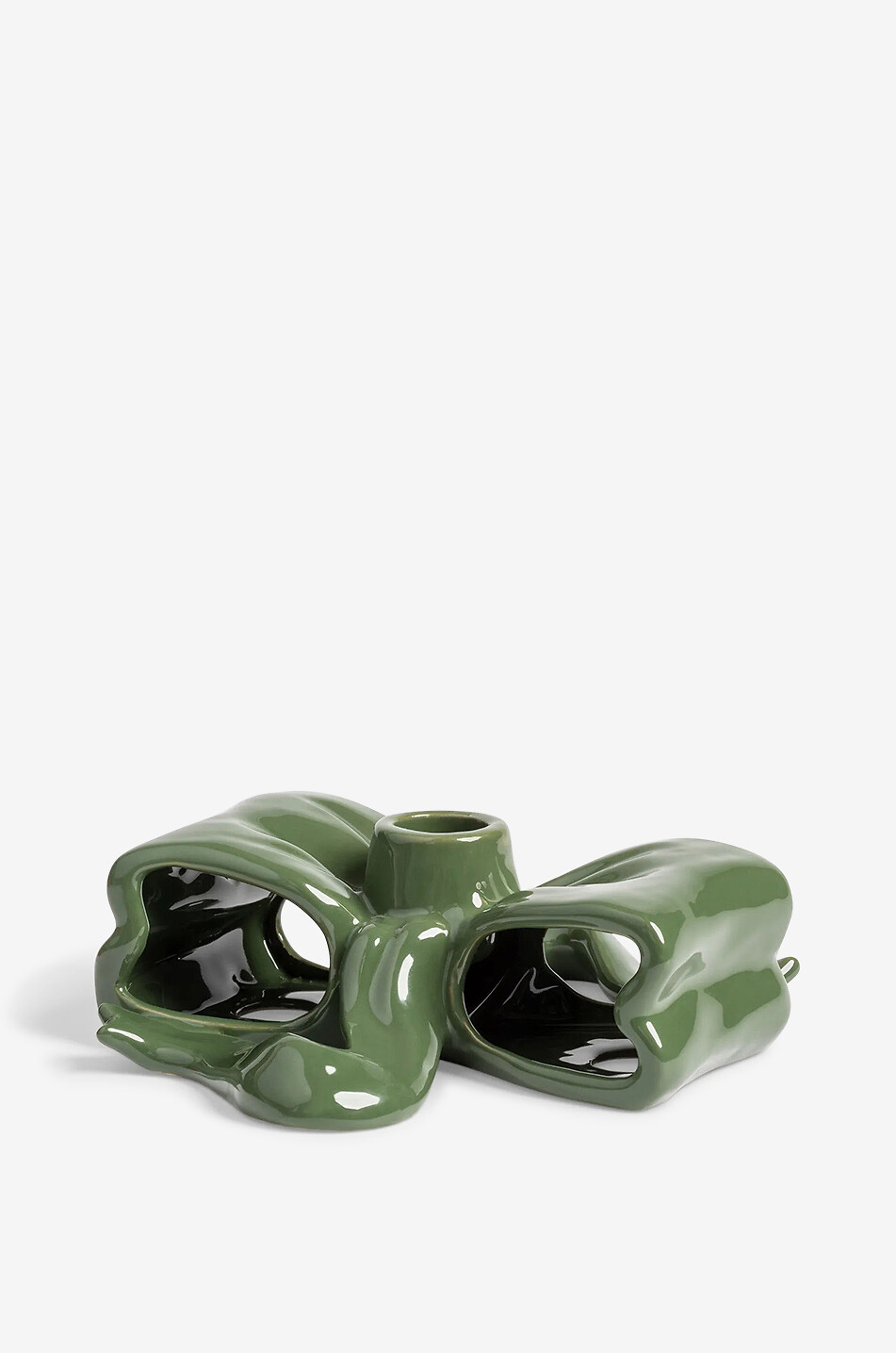 Ribbon enamelled taper-candle holder